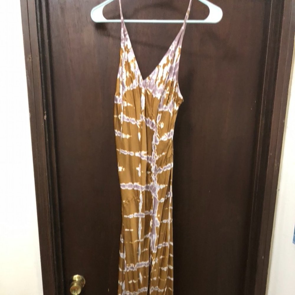 Beautiful Tie Dye Satin Slip Midi Dress, Sz Small